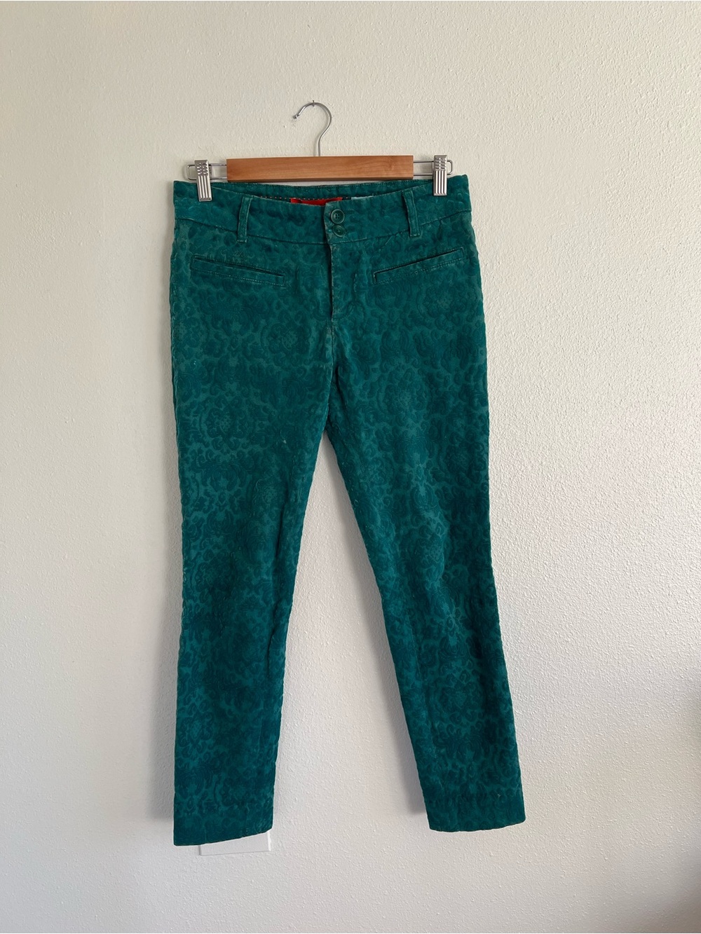 Cartonnier Teal Jacquard Ankle Pants